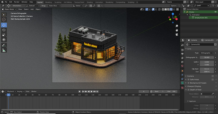 to create Isometric scenes in Blender 3D few steps