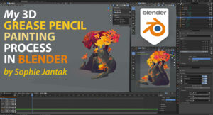 My 3D grease pencil painting process in Blender